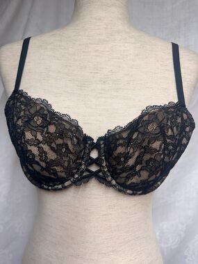 VICTORIA'S SECRET VERY SEXY UNDERWIRE BALCONET BRA 36C BLACK NWOT